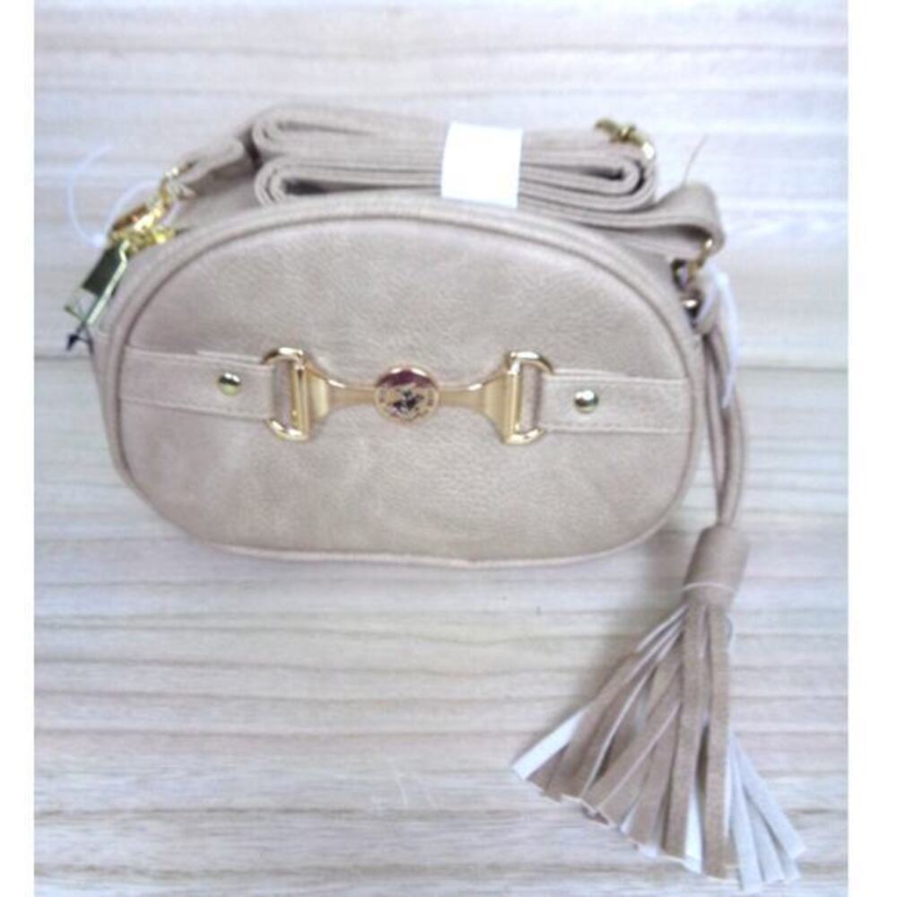 Beverly Hills Polo Club BHPC Taupe Vegan Leather Crossbody Purse